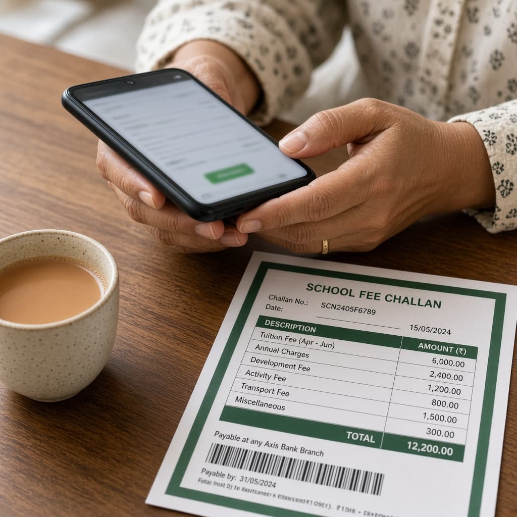 Parent paying school fees from a smartphone